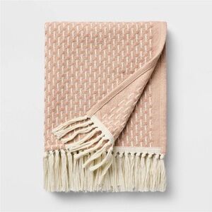 Threshold - 50"x60" Throw Blanket Woven Pattern Orange/Cream, Studio McGee